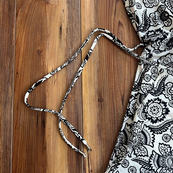 London Times Women’s Jumpsuit Keyhole Halter Black & White Floral Wide Leg Sz 6 - Picture 6 of 13